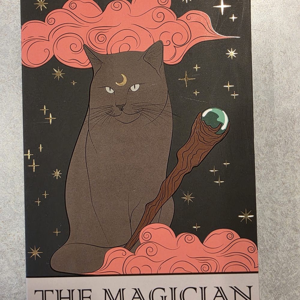 Mystical Brown Cat Art Print with Coral Accents